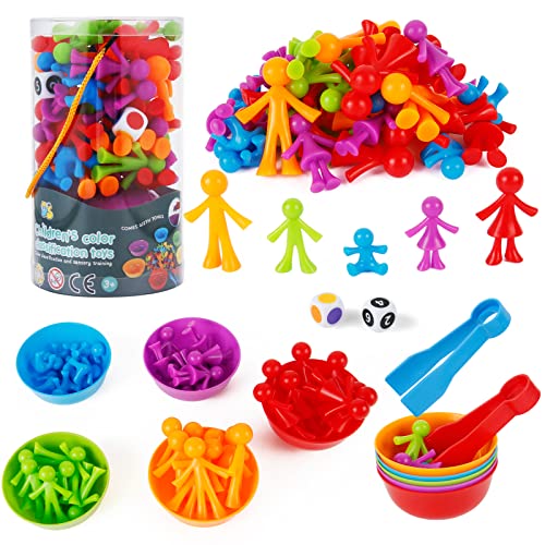 Victse Montessori Spielzeug 3 Jahre, Montessori Lernspielzeug, Farbkombinationsspiel, Spielzeug, mathematische Fähigkeiten und Sortierung, Lernspielzeug (Familienmitglieder) von Victse