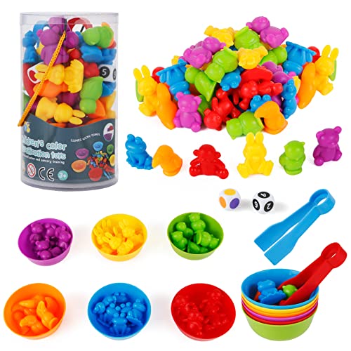 Montessori Spielzeug 3 Jahre, Victse Montessori Lernspielzeug, Farbkombinationsspiel, Spielzeug, mathematische Fähigkeiten und Sortierung, Lernspielzeug (Bauernhoftiere) von Victse