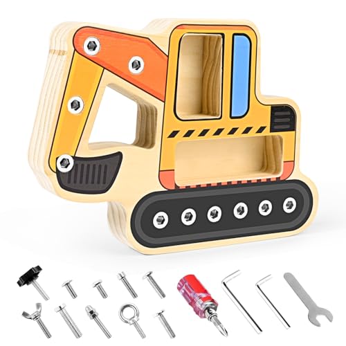 Victse Montessori Spielzeug ab 3 4 5 Jahre, Bagger Spielzeug ab 3 Jahre, Busy Board Holz Schraubbrett Holzspielzeug, Kinderspielzeug Motorikspielzeug Lernspiele Geschenk für Mädchen Junge Victse Montessori Spielzeug ab 3 4 5 Jahre, Bagger Spielzeug ab 3 Jahre, Busy Board Holz Schraubbrett Holzspielzeug, Kinderspielzeug Motorikspielzeug Lernspiele Geschenk für Mädchen Junge von Victse
