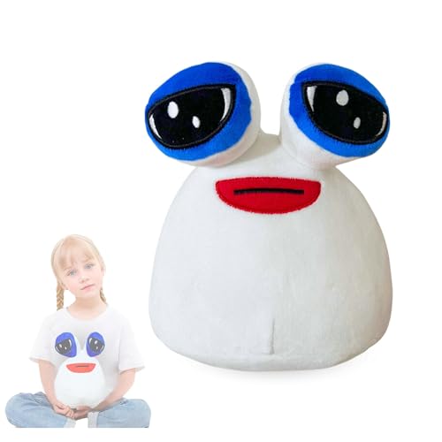 Plüsch Puppe Pou - Kawaii Plüschtier, Baumwoll-Spielzeug für Alle Altersgruppen, My Pet Alien Plüschpuppe, Trauriges Kuscheltier Weiß von Vicyol S&D