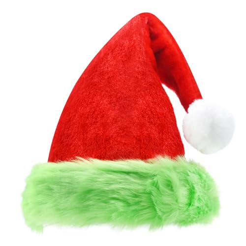 Weihnachtsmütze Nikolausmütze Grinch Unisex grün Rot Verdickter Samt Santa Hat Plüsch Weihnachten Classic Hat Santa Mütze Neujahr Festliche Weihnachtskostüm Party für Erwachsene Kinder Teenager Weihnachtsmütze Nikolausmütze Grinch Unisex grün Rot Verdickter Samt Santa Hat Plüsch Weihnachten Classic Hat Santa Mütze Neujahr Festliche Weihnachtskostüm Party für Erwachsene Kinder Teenager von Vidillo
