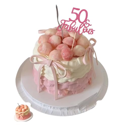 Set mit 6 fabelhaften Kuchendekorationen zum 50. Geburtstag für Frauen, dekorative Kuchendekoration zum 50. Geburtstag, für Geburtstagspartys, Happy 50th Birthday, stilvolle Geburtstags-Topper für von Vidsmow