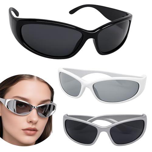 Vidsmow 3 PCS Futuristische Sonnenbrille, Space Brille und Alien Brille Set für Partys, Cosplay und Halloween, Modische Funbrille für Erwachsene und Kinder (15,3 x 14,5 x 4,2 cm) von Vidsmow