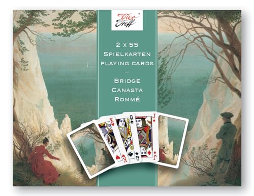 Vier Treff Spielkarten Caspar David Friedrich - Kreidefelsen auf Rügen - Bridge, Canasta, Rommé von Vier Treff
