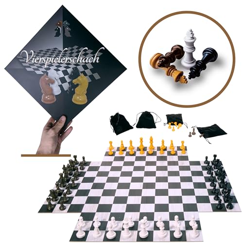 Vierspielerschach – Limitierte Erstauflage: Das revolutionäre Brettspiel für bis zu 4 Spieler, Holzoptik-Spielplan, nach originalen Schach-Regeln von Vierspielerschach