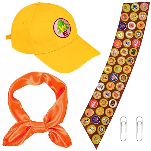 Vifcotlyp Pfadfinder Kostüm, Pfadfinder Kostüm Set Satin-Schärpe mit Gestickten Verdienstabzeichen Wildnisforscher Outfit für Halloween Cosplay von Vifcotlyp