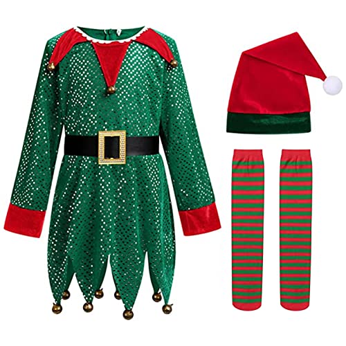 Weihnachtskostüm für Kinder | Weihnachtsmann-Assistent-Kostüm Set Elfenkleid mit Pailletten | Cosplay-Kostüme Karneval mit Pailletten Weihnachten für Kinder Weihnachtskostüm für Kinder | Weihnachtsmann-Assistent-Kostüm Set Elfenkleid mit Pailletten | Cosplay-Kostüme Karneval mit Pailletten Weihnachten für Kinder von Vigcebit