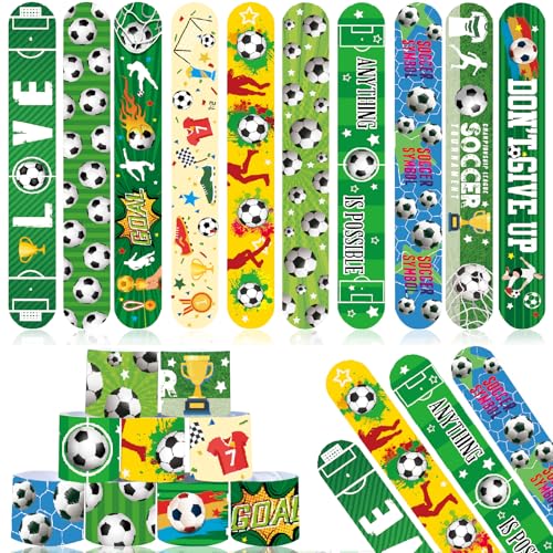 Viicoor Slap Armbänder für Kinder, 30 Stück, Fußbälle, Slap Bands Partyzubehör, Füllstoffe, Gastgeschenke, mehrfarbig (Fußball, 30P) von Viicoor
