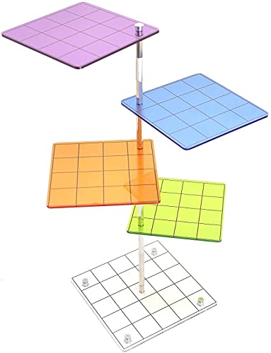 3D Combat Risers Set Farbiges Acryl verbunden durch Metallsäulen fliegende Miniatur-Flugständer mit 2,5 cm quadratischem Raster, tolles Kriegsspiel-Platz für D&D und andere Tisch-RPG von Viipha