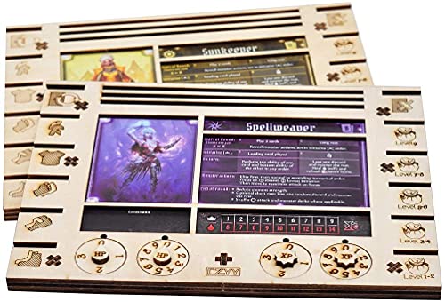 Viipha Gloomhaven/Frosthaven Spieler-Charakter-Dashboard mit HP- und XP-Zifferblatt-Trackern, 2er-Set, Birkensperrholz, Helden-Organizer für platzsparende Aufbewahrung auf dem Tisch von VIIPHA