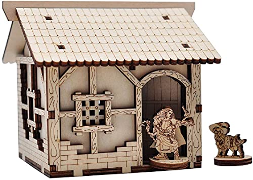 Mittelalterliches kleines Haus aus Holz, Fantasydorf, Tisch-Terrain Streuung, 28 mm, für D&D, Dungeons und Drachen von Viipha