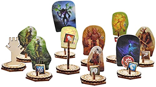 VIIPHA Monsterständer und fliegende Standbasen mit Gesundheitstracker und Status-Token-Schlitzen, 30 Stück, hölzernes Upgrade-Zubehör für Gloomhaven und Frosthaven von VIIPHA