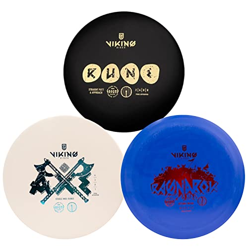 Viking Discs Starter Disc Golf Set - 3 Frisbee-Scheiben für Jede Entfernung, PDGA zugelassen - Funsport im Freien für Erwachsene und Kinder - Putter, Mid-Range, Driver Viking Discs Starter Disc Golf Set - 3 Frisbee-Scheiben für Jede Entfernung, PDGA zugelassen - Funsport im Freien für Erwachsene und Kinder - Putter, Mid-Range, Driver von Viking Discs
