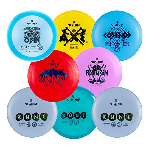 Viking Discs Starter Disc Golf Set - 8 Frisbee-Scheiben für Jede Entfernung, PDGA zugelassen - Funsport im Freien für Erwachsene und Kinder - Putter, Mid-Range, Fairway Driver, Distance Driver von Viking Discs