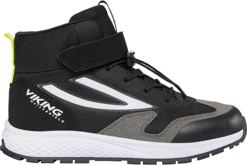 Viking Century Mid 1V SL WP Kinder Sneaker, Black/Lime, 36, Kinderschuhe von Viking