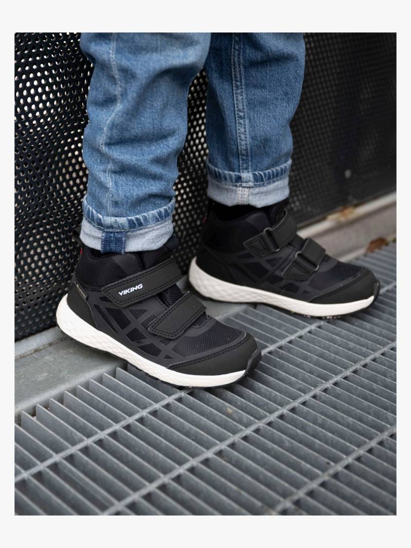 Viking Veme Reflex 2V Mid GTX Kinder Sneaker, Black/White, 26, Kinderschuhe von Viking