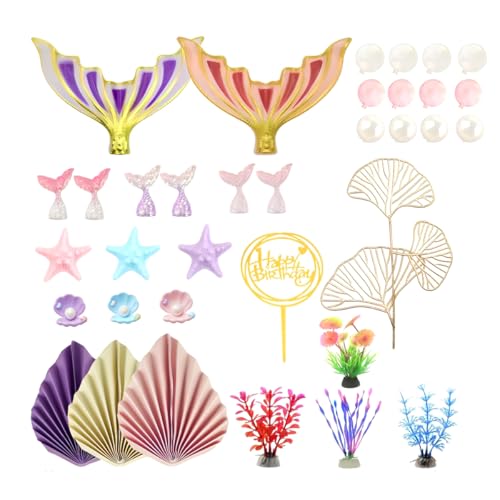 35 Stk Cake Topper Geburtstag, Meerjungfrau Tortendekoration Set, Ballons Tortenaufleger, Meerjungfrau Kuchen Deko Geburtstag, Torte Topper Geburtstags für Meerjungfrauu Themenparty Kuchendeko 35 Stk Cake Topper Geburtstag, Meerjungfrau Tortendekoration Set, Ballons Tortenaufleger, Meerjungfrau Kuchen Deko Geburtstag, Torte Topper Geburtstags für Meerjungfrauu Themenparty Kuchendeko von Vikrami lighting