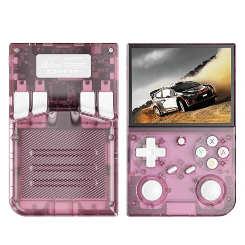 Vikye G350 Handheld -Spielekonsole, 3,5 -Zoll -Retro -Spielekonsole, Wiederaufladbare Klassische 3200mah Doppel Joysticks Handheld Gaming -Konsole (Transparentes Lila) von Vikye