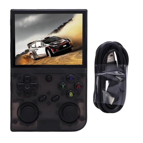 Vikye G350 Handheld -Spielekonsole, 3,5 -Zoll -Retro -Spielekonsole, Wiederaufladbare Klassische 3200mah Doppel Joysticks Handheld Gaming -Konsole (Transparentes Schwarz) von Vikye