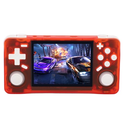 Vikye XF35H Handheld -Spielkonsole, 3,5 -Zoll -Retro -Spielekonsole, Wiederaufladbare Klassische 4000 -mAh -Doppel -Joysticks Handheld -Gaming -Konsole (Transparentes Rot #20) von Vikye