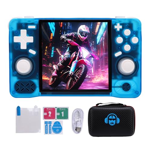 Vikye XF40H Handheld Game Console, 4in Retro Games -Konsole, Wiederaufladbare Klassische 4000 -mAh -Doppel -Joysticks -Handheld -Gaming -Konsole (Transparentes Blau #18) von Vikye