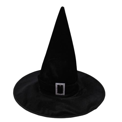 Hexenhut für Damen, Halloween, Hexenhut, Dekoration, große Hexe H/at für Damen und Herren, Kostümparty, Halloween, Party, Karneval, Weihnachten, Maskerade, Cosplay-Zubehör (schwarz) von VilaGi