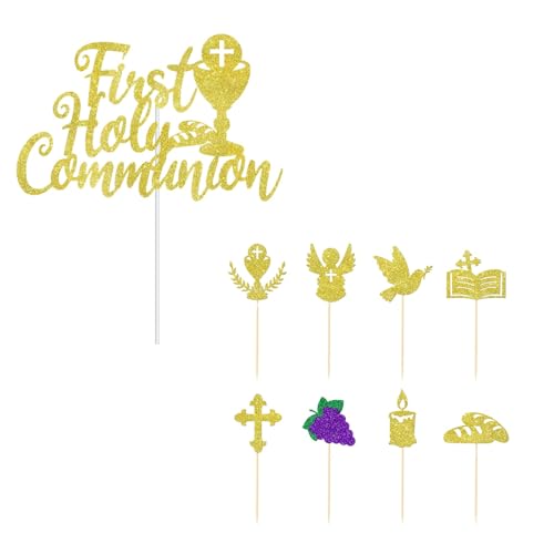 Tortenaufleger zur Erstkommunion, 9 Stück, Kommunion, Konfirmation, Dekoration, Cupcake-Topper, Glitzer, Taufe, Segen, Erstkommunion, Motto Babyparty, Taufe, Party, Kuchendekorationen Tortenaufleger zur Erstkommunion, 9 Stück, Kommunion, Konfirmation, Dekoration, Cupcake-Topper, Glitzer, Taufe, Segen, Erstkommunion, Motto Babyparty, Taufe, Party, Kuchendekorationen von VilaGi