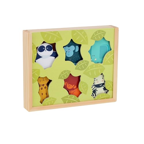VILAC - Meine Geschichten aus Holz, Dschungeltiere – Spielzeug für Kleinkinder – 6 Holzfiguren: Löwe, Panda, Gorille, Elefant, Zebra und Panther – Erlebnisspiele – ab 3 Jahren – 3502 von VILAC