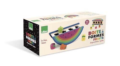 VILAC - Obstformbox – Andy Westface – Spielzeug für Kleinkinder – 1 Box mit Wassermelonenformen + Obst aus Holz – Lernspiele für Kinder aus Holz – Spielzeug für Kinder ab 18 Monaten – 7425 von Vilac
