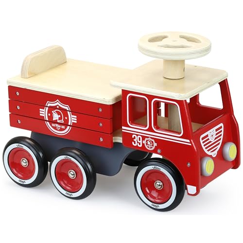 Vilac Holz Vintage Rollenspiel Rutscher Feuerwehrauto, Hat Aufbewahrungsbox, 6 Stabile Leise Gummiräder, Anti-Kipp-System, Entwickelt Balance, Koordination, Für 1,5 bis 3 Jahre Kinder unter 20 kg, 50 Vilac Holz Vintage Rollenspiel Rutscher Feuerwehrauto, Hat Aufbewahrungsbox, 6 Stabile Leise Gummiräder, Anti-Kipp-System, Entwickelt Balance, Koordination, Für 1,5 bis 3 Jahre Kinder unter 20 kg, 50 von Vilac