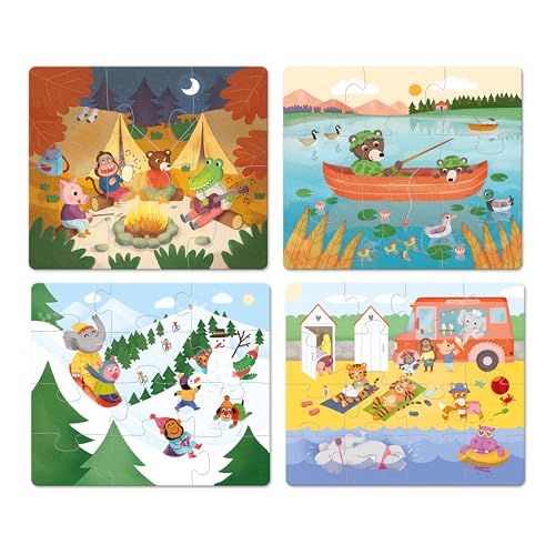Vilac 4 Holzpuzzles, ab 2 Jahren, 6, 9, 12, 16 Teile für 4 Urlaubsthema Szenen Vilac 4 Holzpuzzles, ab 2 Jahren, 6, 9, 12, 16 Teile für 4 Urlaubsthema Szenen von Vilac