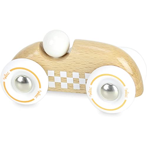 VILAC - Spiele und Spielzeug – Rennauto – Mini Rallye Checkers – Naturholz lackiert – Beige – Spiel für Kinder ab 12 Monaten 2282S von Vilac
