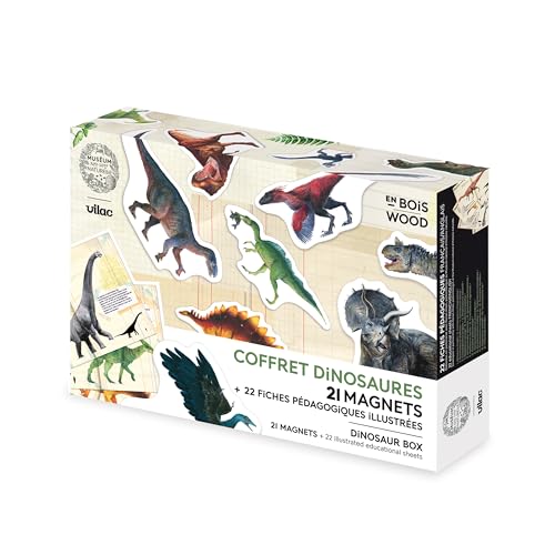 Vilac Set mit 21 Dinosaurier-Magneten, Nationalmuseum für Naturgeschichte – verwandeln Sie Ihre magnetischen Oberflächen in EIN prähistorisches Museum mit diesen Holzmagneten – Lernen mit Spaß ab 3 von Vilac