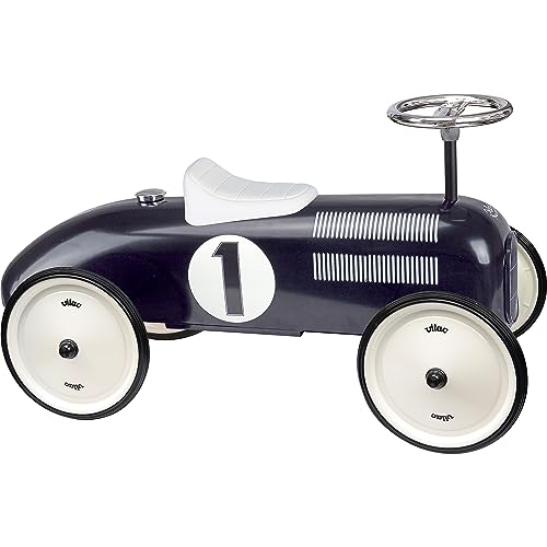 Vilac - Kindertrage - My Oldtimer-Rennwagen aus schwarzem Metall - Entwickelt die motorischen Fähigkeiten Ihres Kindes - Metallfahrzeug - Kinderfahrzeug - Ab 18 Monaten - 1121, Blau von Vilac