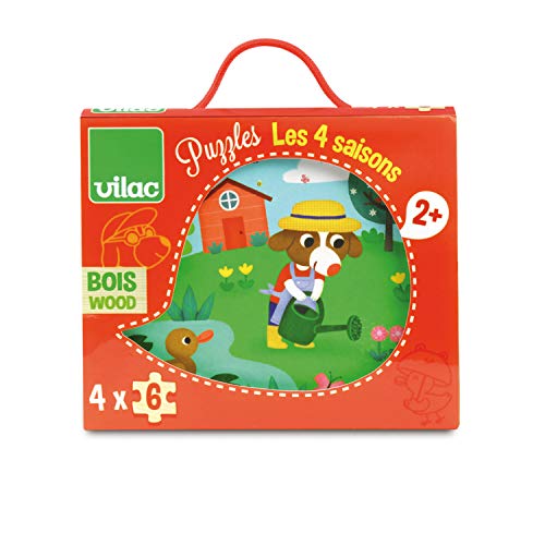 Vilac Vier Jahreszeiten Set 4 Puzzles 6 Teile, Mehrfarbig (2641) von Vilac