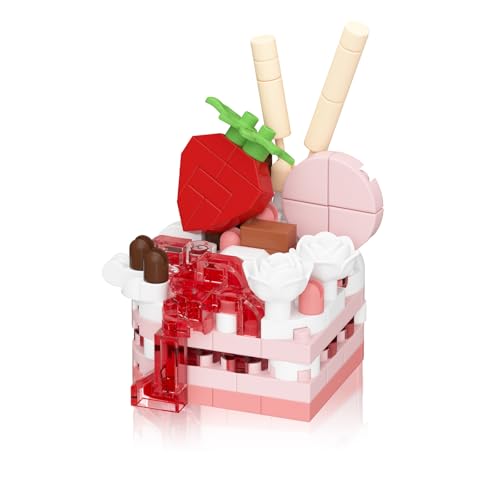 Vilbocr Dessert Bausteine, Kreative Stadt Lebensmittel Spielzeug Set ,Mini Kuchen Geschenk Party Spiel Zubehör, Osterei Füller für Kinder (Strawberry Sweetheart 193Pcs) von Vilbocr