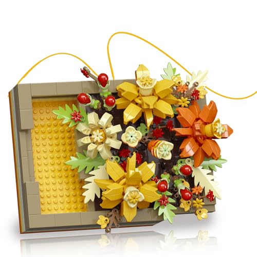 Vilbocr Flower Building Blocks Jewelry Box Flowers Building Set Flower Centerpiece Building Blocks，Proposal Ring Box，Valentine's Day Gift Ideas (Gelb 536Pcs) von Vilbocr