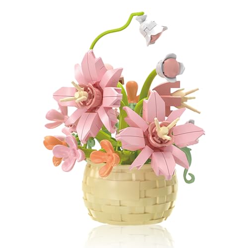 Vilbocr Mini Blumen Bauklotz Set,Blumenblöcke Spielzeug,Pflanzen und Sukkulenten Spielzeug,Bauklotz Blumentopf,Botanische Sammlung Geburtstagsgeschenk (Parfümierte Lilie 155Pcs) von Vilbocr