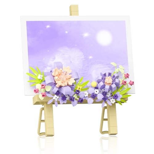 Vilbocr Mini Flower Building Bouquet Set，Block Easel for Desk Decorations and Message Stickers.Flower Building Toys Building Blocks Flower (Lila 357Pcs) von Vilbocr