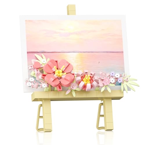 Vilbocr Mini Flower Building Bouquet Set，Block Easel for Desk Decorations and Message Stickers.Flower Building Toys Building Blocks Flower (Rosa 362Pcs) von Vilbocr