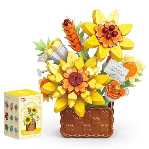 Vilbocr Miniatur Botanische Bausteine Sammlung Büro Weihnachten Geburtstag Party Künstliche Blumen Getrocknete Blume Dekoration Blumen Gebäude Spielzeug Valentinstag und Muttertag (Sonnenblumen) von Vilbocr