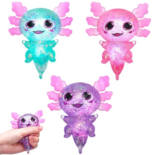 3 Stück Axolotl Squishy Toy, Stress Spielzeug, Squeeze Ball, Axolotl Spielzeug, Stress Bälle Für Kinder, Entspannendes Spielzeug Sammelobjekt (Lila Grün Rot) von Vimmvid