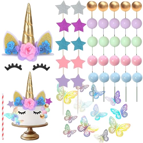 50 Stück Tortendeko Einhorn, Einhorn Deko Torte Einhorn Deko Kindergeburtstag Einhorn Kuchen Kuchendeko Einhorn Einhorn Tortendeko Essbar Für Party Supplies Geburtstag Hochzeit Weihnachten von Vimmvid
