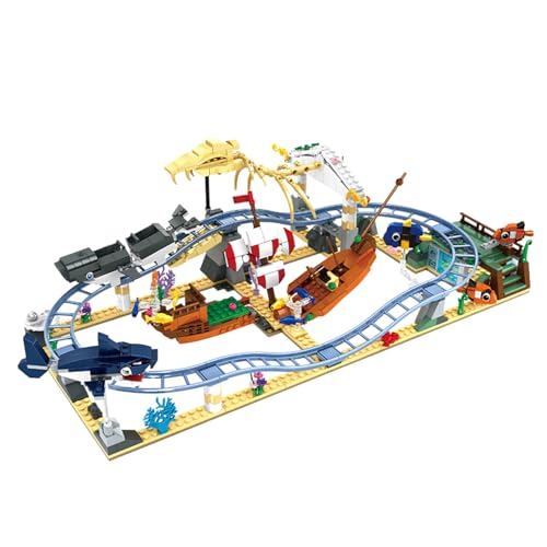 Vinbosion Achterbahn Bauen Spielzeug,Piratenschiff Vergnügungspark Blocks Kit,Ozean Konstruktion Bauklötze Modell Geschenk für Weihnachten,Geburtstag,Neujahr(774PCS) von Vinbosion