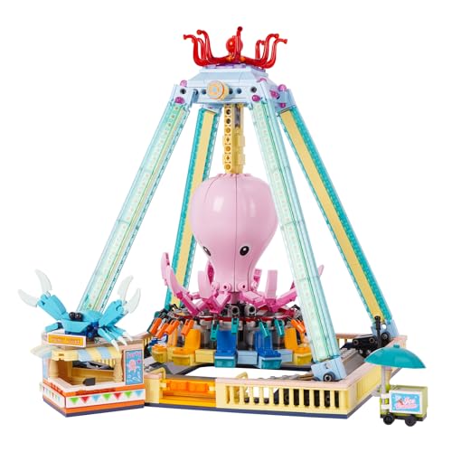 Vinbosion Bauklötze Set,Oktopus-Schaukel Vergnügungspark Bauklötze Spielzeug,Blöcke Spielzeug Modell Geschenk für Kinder und Erwachsene (1189PCS) von Vinbosion