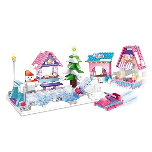 Vinbosion Bauklötze Set,Skigebiet Vergnügungspark Gebäude Spielzeug,Winterurlaub Blöcke Geschenk für Weihnachten,Geburtstag,Neujahr(497PCS) von Vinbosion
