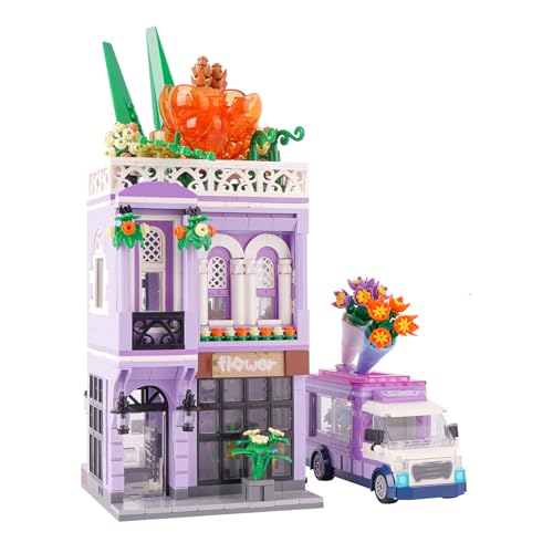 Vinbosion Building Blocks Set, Street View City Shop Building Toys, Mini Baukasten für Kinder und Erwachsene, Geschenk für Weihnachten, Geburtstag, Neujahr (Blumenladen) von Vinbosion