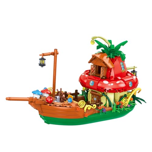 Vinbosion Pilz Schiff Bauen Spielzeug,Pilz Hausboot Bauklötze,Blöcke Modell Geschenk für Weihnachten,Geburtstag,Neujahr(998PCS) von Vinbosion