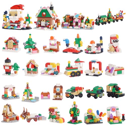 Vinbosion Weihnachts Bausteinset,24 Tage Adventskalender Bauspielzeug,Bausteine Modell Geschenk zu Weihnachten(841PCS) von Vinbosion