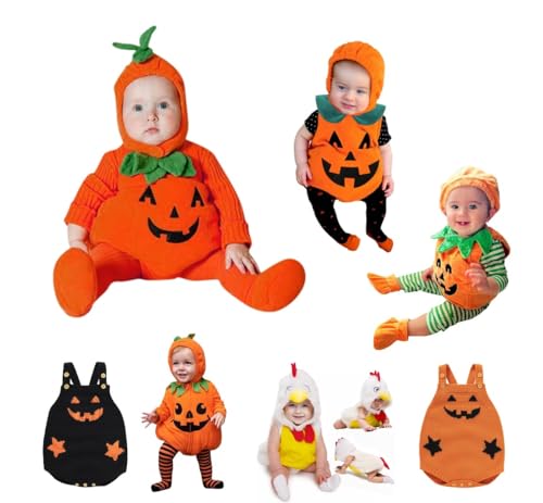 Vinesand Halloween Kostüm Baby Mädchen Baby Pumpkin Costume Cosplay Baby Kürbis Kostüm Mit Hüte Und Schuhe Halloween Kostüm Kinder Jungs von Vinesand